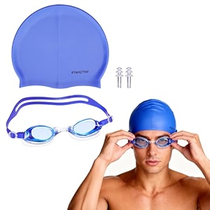 amazon brand - symactive polypropylene big frame competition swim goggles with protective case  pro clear lens  wide-vision swimming goggles with uv amp fog resistant  for unisex adult blueblack