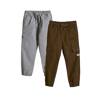 amazon brand - symbol boy39s cotton cargo jogger  elasticated waistband and cuff  stretchable  age 2-14 years