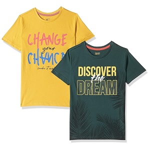 amazon brand - symbol graphic regular fit boys 100 cotton printed half sleeves t-shirt  age 2-16 years