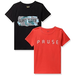amazon brand - symbol graphic regular fit boys 100 cotton printed half sleeves t-shirt  age 2-16 years