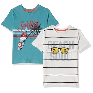 amazon brand - symbol boys boys 100 cotton printed half sleeves t-shirt  age 2-16 years pack of 2