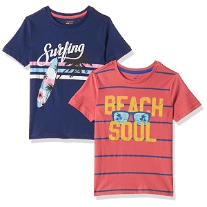 amazon brand - symbol boys boys 100 cotton printed half sleeves t-shirt  age 2-16 years pack of 2