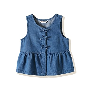 amazon brand - symbol girl39s solid denim relaxed fit woven crop top
