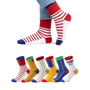 amazon brand - symbol kids unisex colorful socks 6 pack comfortable cotton