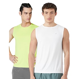 amazon brand - symbol men39s polyester color block active regular fit sports  round neck  sleeveless t-shirt