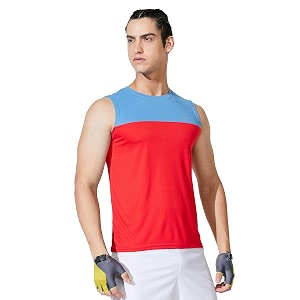 amazon brand - symbol men39s polyester color block active regular fit sports  round neck  sleeveless t-shirt
