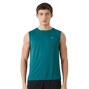 amazon brand - symbol men39s polyester color block active regular fit sports  round neck  sleeveless t-shirt
