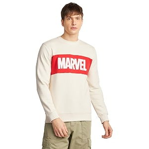 amazon brand - symbol men cotton blend heavy weight round neck sweatshirt available in marvel amp disney graphics regular fit