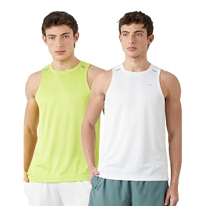 amazon brand - symbol men39s polyester color block active regular fit sports  round neck  sleeveless t-shirt