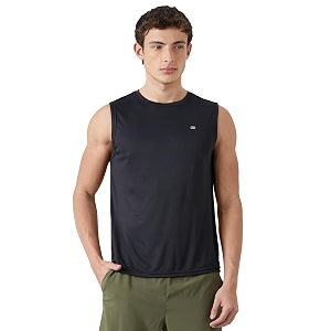 amazon brand - symbol men39s polyester color block active regular fit sports  round neck  sleeveless t-shirt