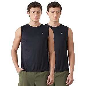 amazon brand - symbol men39s polyester color block active regular fit sports  round neck  sleeveless t-shirt