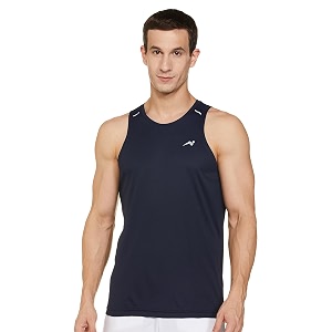 amazon brand - symbol men39s polyester color block active regular fit sports  round neck  sleeveless t-shirt