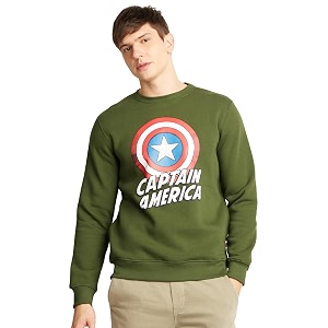 amazon brand - symbol men cotton blend heavy weight round neck sweatshirt available in marvel amp disney graphics regular fit