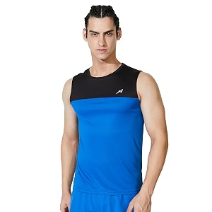 amazon brand - symbol men39s polyester color block active regular fit sports  round neck  sleeveless t-shirt