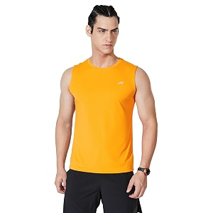 amazon brand - symbol men39s polyester color block active regular fit sports  round neck  sleeveless t-shirt
