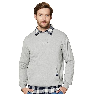 amazon brand - symbol men cotton rich light weight crew neck sweatshirt regular fit
