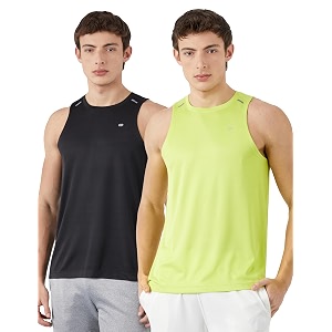 amazon brand - symbol men39s polyester color block active regular fit sports  round neck  sleeveless t-shirt