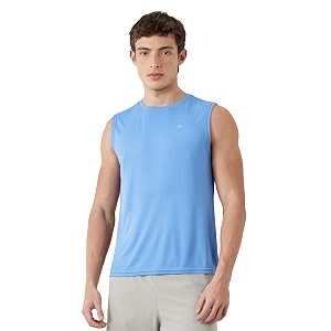 amazon brand - symbol men39s polyester color block active regular fit sports  round neck  sleeveless t-shirt