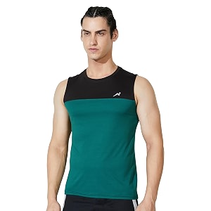 amazon brand - symbol men39s polyester color block active regular fit sports  round neck  sleeveless t-shirt
