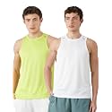 Amazon Brand - Symbol Men's Polyester Color Block Active Regular Fit Sports | Round Neck | Sleeveless T-Shirt