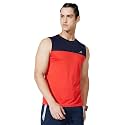 Amazon Brand - Symbol Men's Polyester Color Block Active Regular Fit Sports | Round Neck | Sleeveless T-Shirt