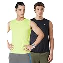 Amazon Brand - Symbol Men's Polyester Color Block Active Regular Fit Sports | Round Neck | Sleeveless T-Shirt
