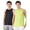 Amazon Brand - Symbol Men's Polyester Color Block Active Regular Fit Sports | Round Neck | Sleeveless T-Shirt