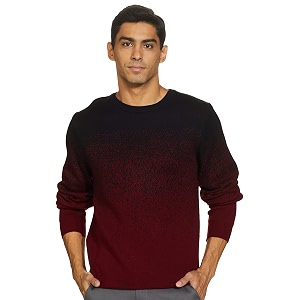 amazon brand - symbol men acrylic ls gradient grunge sweater pullover available in plus sizes