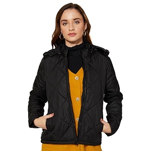 amazon brand - symbol women39s polyester regular fit quilted jacket with detachable hoodie puffer jackets available in plus sizes