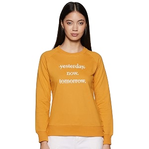 amazon brand - symbol women cotton blend round neck regular fit sweatshirt pullover available in plus sizes