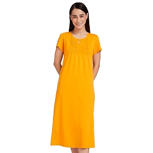 amazon brand - symbol women cotton calf length regular fit nighty  night dress available in plus sizes