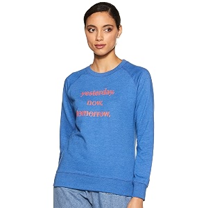 amazon brand - symbol women cotton blend round neck regular fit sweatshirt pullover available in plus sizes