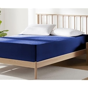 amazon brand - umi premium cotton 220tc 78 x 72 x 8 king size super soft double bed mattress cover protector with zipchainprovides all around protection - 1 pc multicolor aqua amp white 78 x 72 x 8