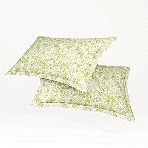 amazon brand  umi 144 tc 100 cotton printed pillow case  pack of 2  breathable and skin friendly oeko-tex certified  bless green