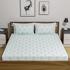 amazon brand  umi 144 tc 100 cotton printed double bedsheet set with two pillow case  king sheet setbreathable and skin friendly oeko-tex certified  108x108 inches abstract blue
