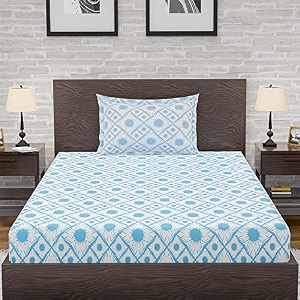 amazon brand  umi 144 tc 100 cotton printed single bedsheet set with one pillow case  twin sheet setbreathable and skin friendly oeko-tex certified 60x90 inches radiance