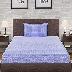 amazon brand  umi 144 tc 100 cotton printed single bedsheet set with one pillow case  twin sheet setbreathable and skin friendly oeko-tex certified 60x90 inches maze - blue