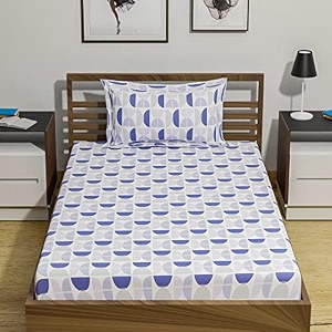 umi 144 tc 100 cotton printed single bedsheet set with two pillow case  single sheet setbreathable and skin friendly oeko-tex certified  60x90 inches blue