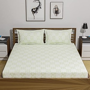 amazon brand  umi 144 tc 100 cotton printed double bedsheet set with two pillow case  king sheet setbreathable and skin friendly oeko-tex certified  108x108 inches abstract green