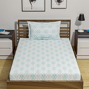amazon brand  umi 144 tc 100 cotton printed single bedsheet set with one pillow case  twin sheet setbreathable and skin friendly oeko-tex certified  60x90 inches abstract blue
