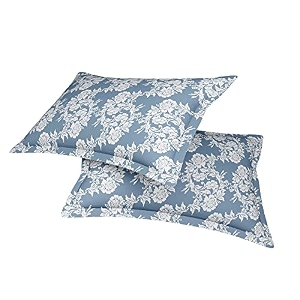 amazon brand  umi 144 tc 100 cotton printed pillow case  pack of 2  breathable and skin friendly oeko-tex certified  meadow - blue