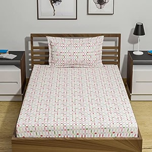 amazon brand  umi 144 tc 100 cotton printed single bedsheet set with one pillow case  twin sheet setbreathable and skin friendly oeko-tex certified  60x90 inches pink