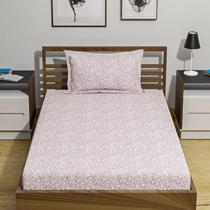 amazon brand  umi 144 tc 100 cotton printed single bedsheet set with one pillow case  twin sheet setbreathable and skin friendly oeko-tex certified  60x90 inches niers violet