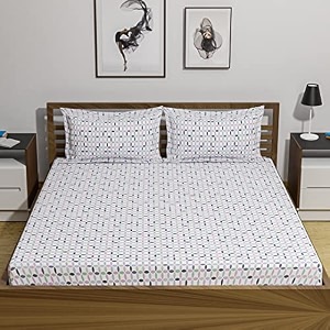 amazon brand  umi 144 tc 100 cotton printed double bedsheet set with two pillow case  king sheet setbreathable and skin friendly oeko-tex certified  108x108 inches purple