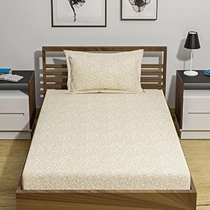 amazon brand  umi 144 tc 100 cotton printed single bedsheet set with one pillow case  twin sheet setbreathable and skin friendly oeko-tex certified  60x90 inches niers yellow