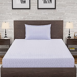 amazon brand  umi 144 tc 100 cotton printed single bedsheet set with one pillow case  twin sheet setbreathable and skin friendly oeko-tex certified 60x90 inches boxed gem - violet