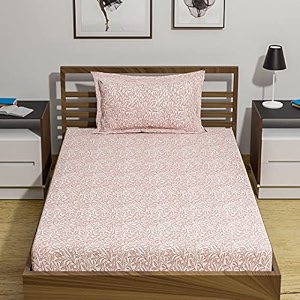 amazon brand - umi 144 tc 100 cotton printed single bedsheet set with one pillow case  twin sheet setbreathable and skin friendly oeko-tex certified  60x90 inches niers pink