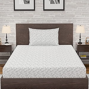 amazon brand  umi 144 tc 100 cotton printed single bedsheet set with one pillow case  twin sheet setbreathable and skin friendly oeko-tex certified 60x90 inches landscape glitch - natural