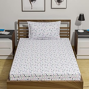 amazon brand  umi 144 tc 100 cotton printed single bedsheet set with one pillow case  twin sheet setbreathable and skin friendly oeko-tex certified  60x90 inches purple