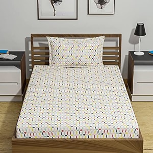 umi 144 tc 100 cotton printed single bedsheet set with one pillow case  twin sheet setbreathable and skin friendly oeko-tex certified 60x90 inches yellow